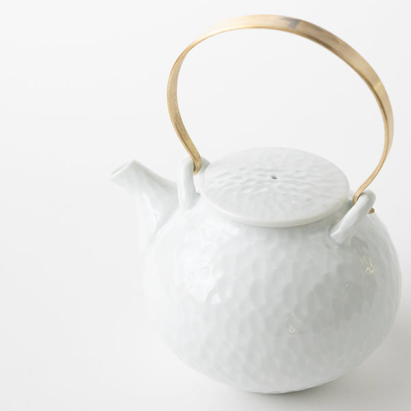 White Hammered Pattern (Lime) Tea Pot (S)