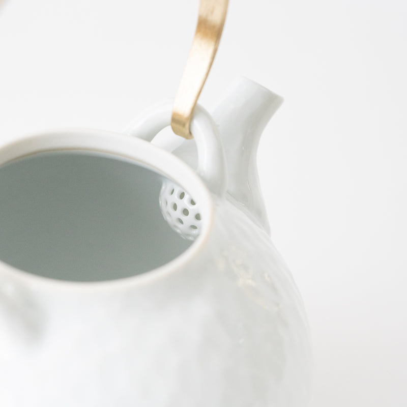 White Hammered Pattern (Lime) Tea Pot (S)