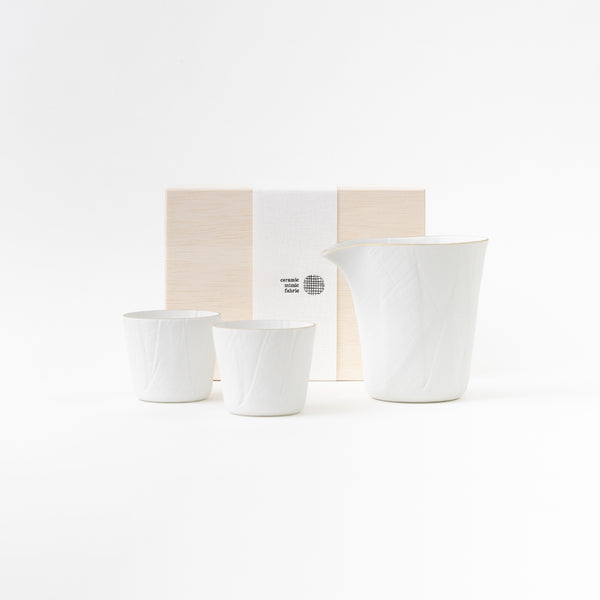 Ceramic Mimic Fabric / Sake cup and Sake server set