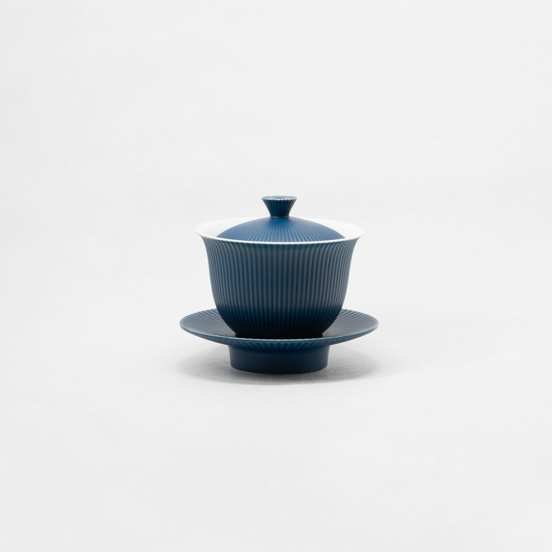 Shinogi / Tea Cup with Lid & Saucer (Blue)