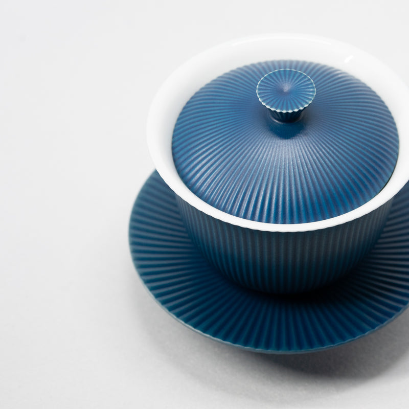 Shinogi / Tea Cup with Lid & Saucer (Blue)